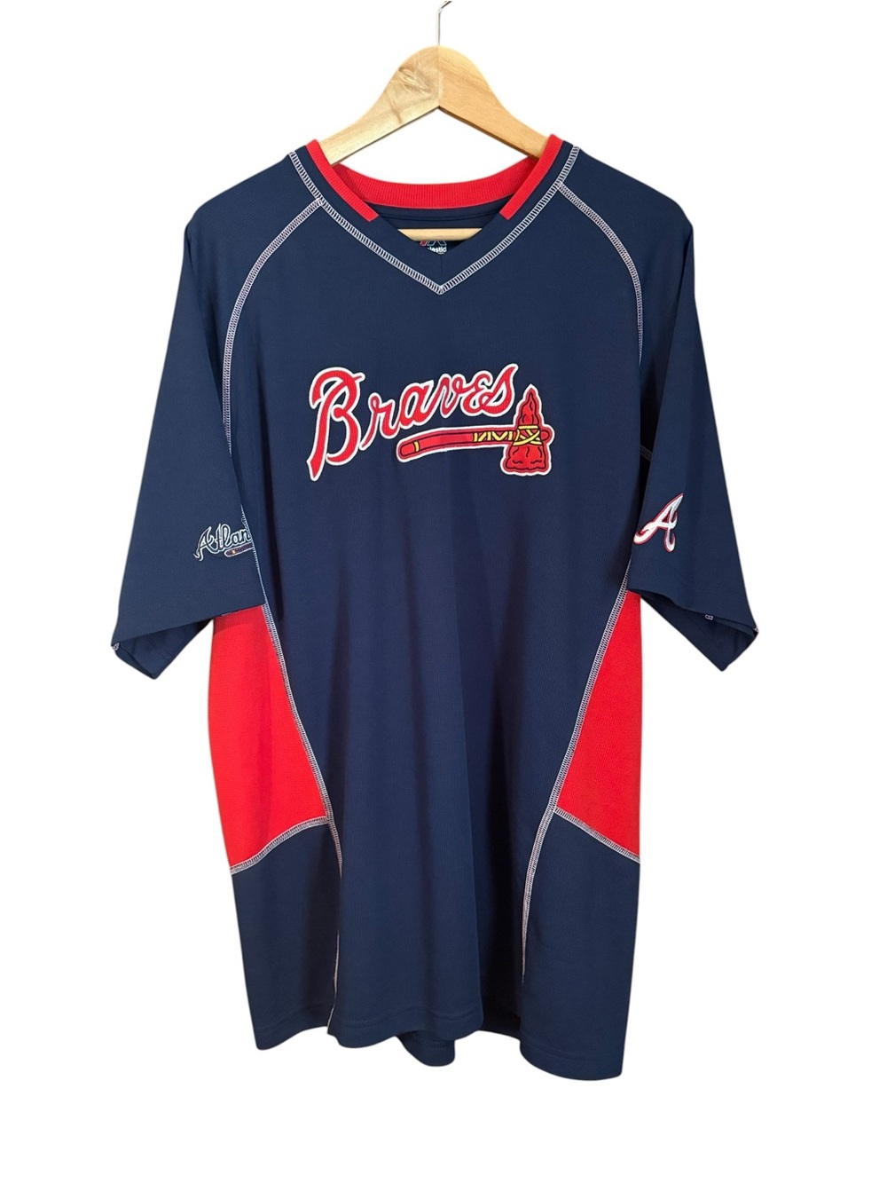 Atlanta Braves Baseball Navy & Red SS Unisex Team Jersey by Majestic